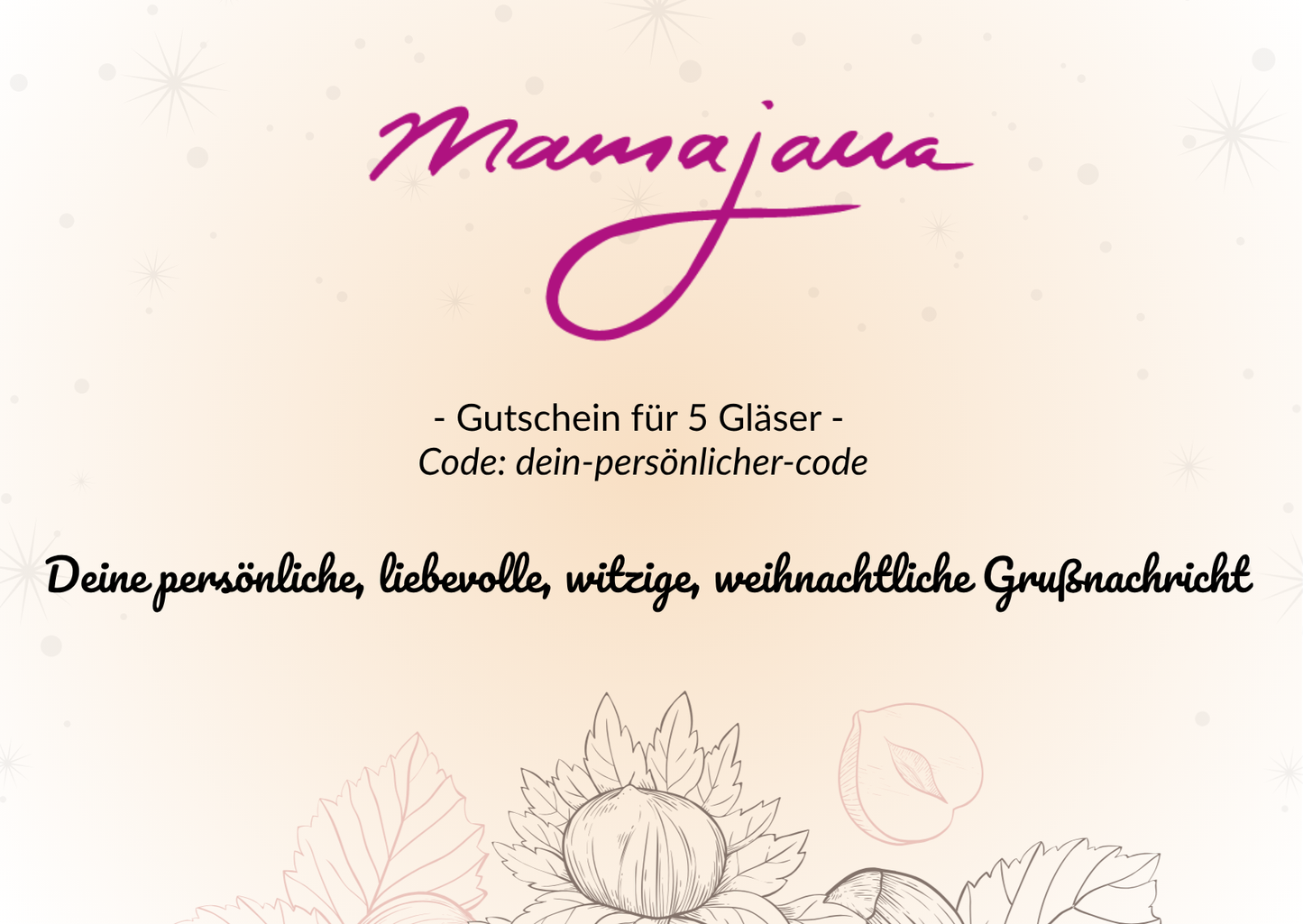 Persönlicher Weihnachts-Gutschein für 5 Gläser (digital)