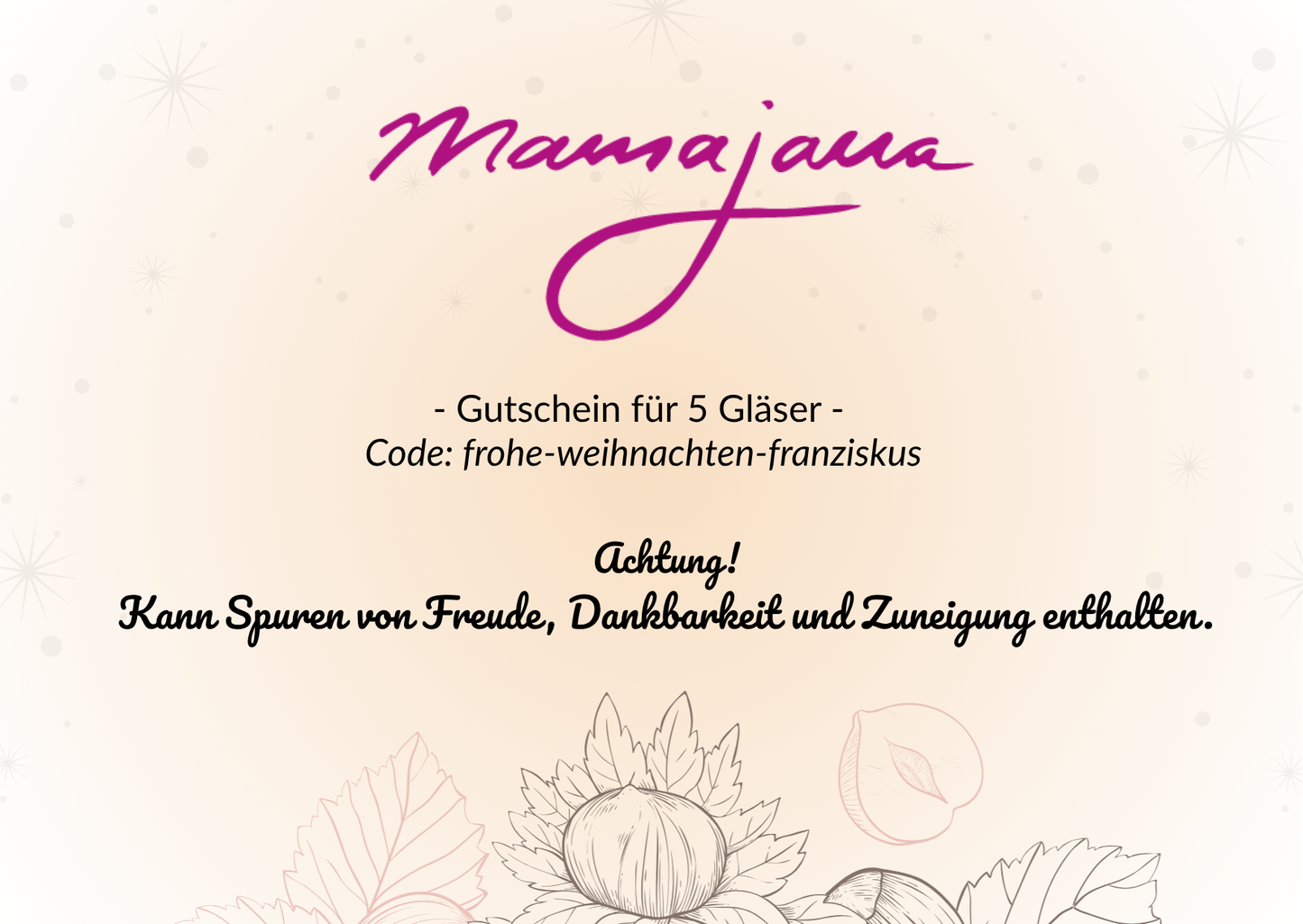 Persönlicher Weihnachts-Gutschein für 5 Gläser (digital)