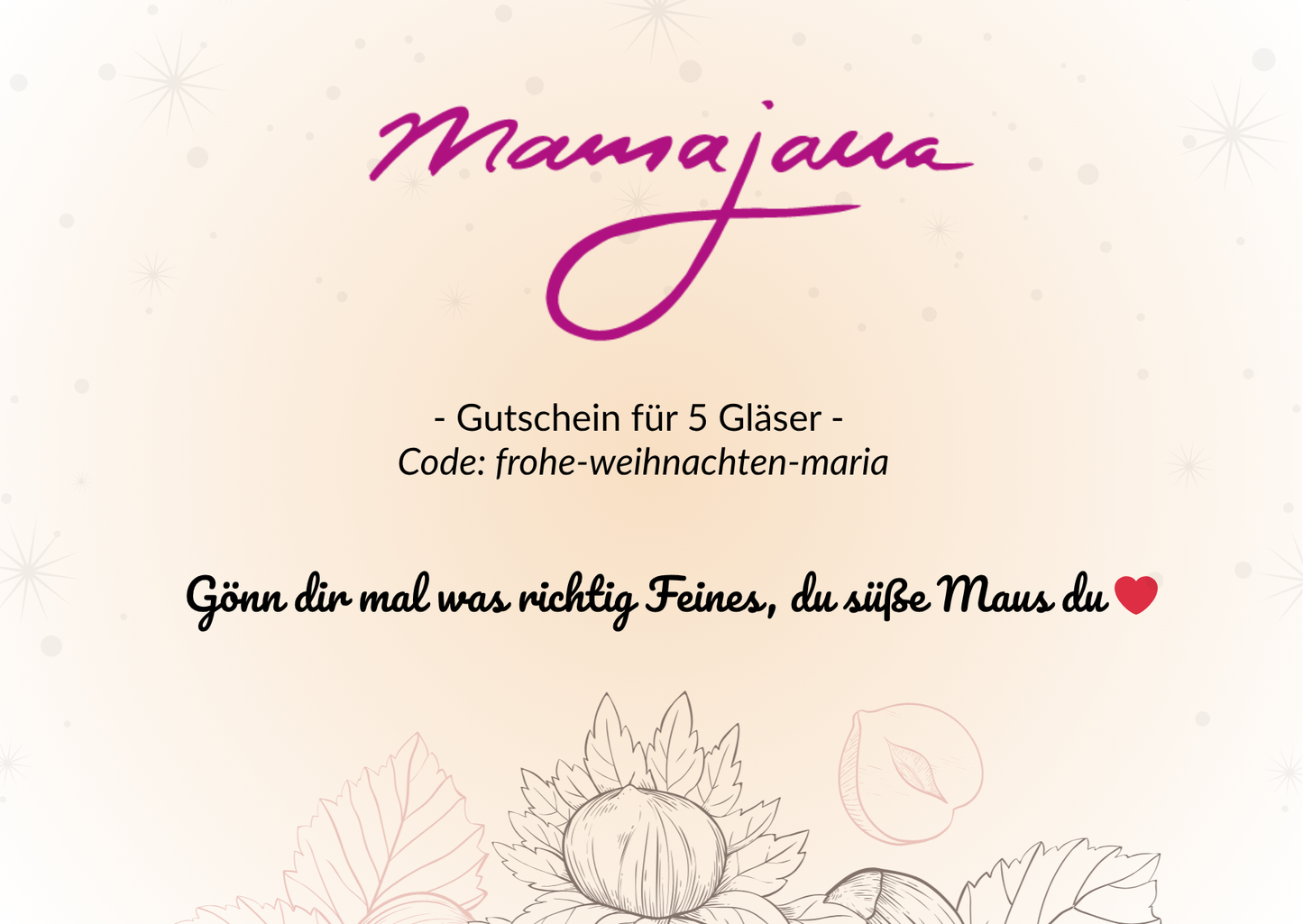Persönlicher Weihnachts-Gutschein für 5 Gläser (digital)